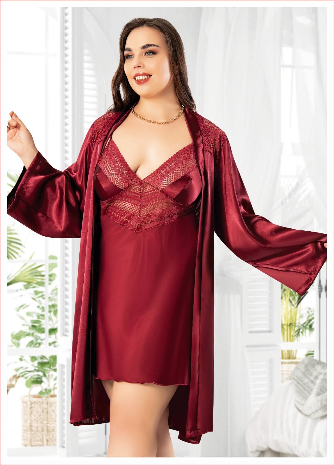 Miss Laris 6015 Battal Beden Bayan İkili Saten Takım