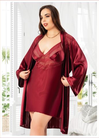 Miss Laris 6015 Battal Beden Bayan İkili Saten Takım