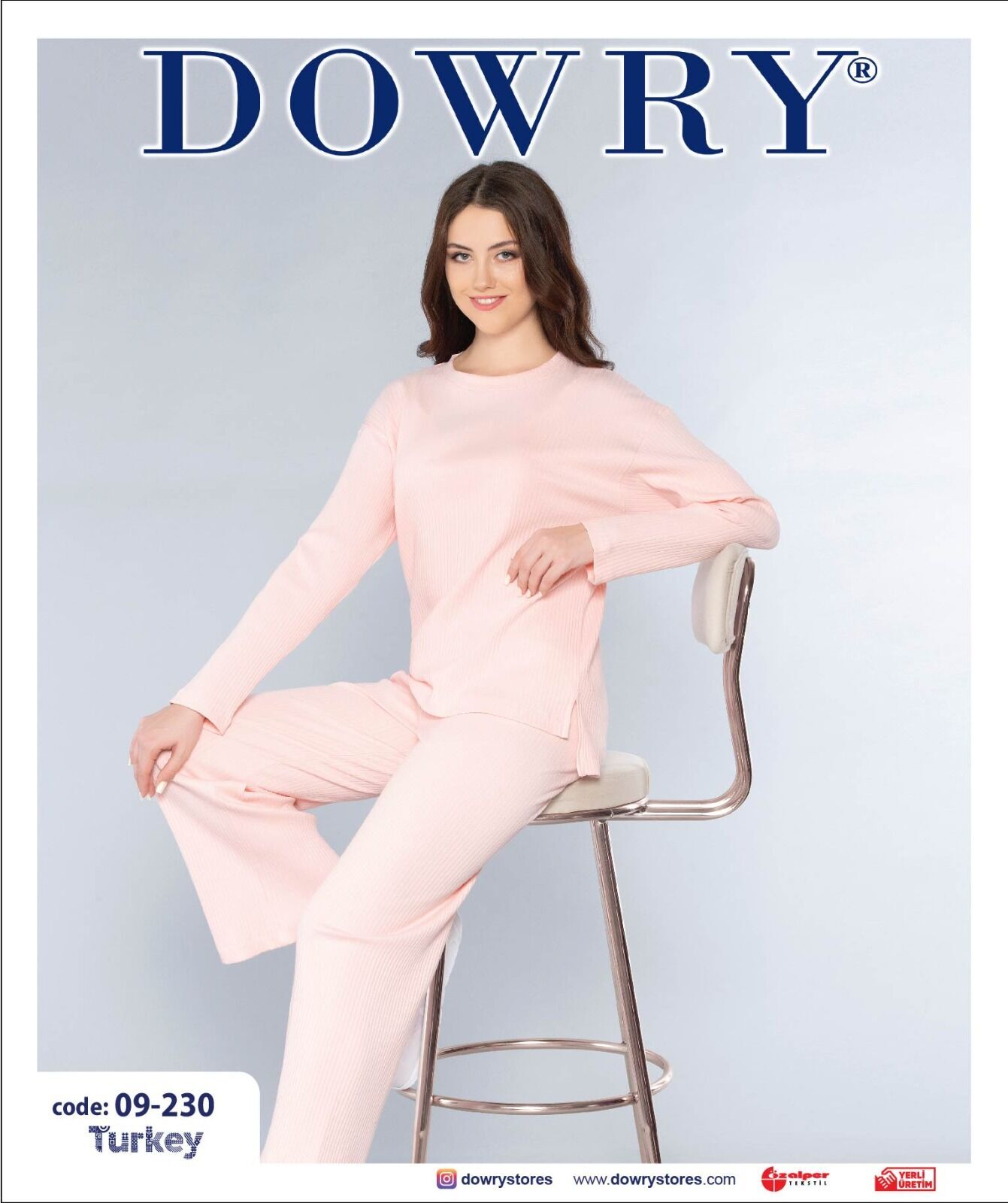 Dowry 09-230 (M-L-XL-XXL) Uzun Kollu Bayan Pijama Takımı 4'lü