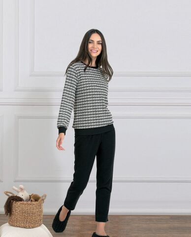 Dowry 09-103 (S-M-L-XL) Uzun Kollu Bayan Pijama Takımı 4'lü