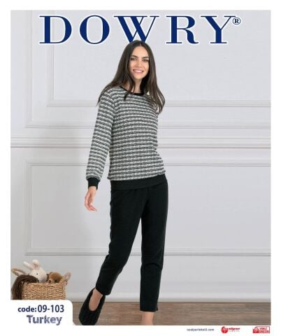 Dowry 09-103 (S-M-L-XL) Uzun Kollu Bayan Pijama Takımı 4'lü
