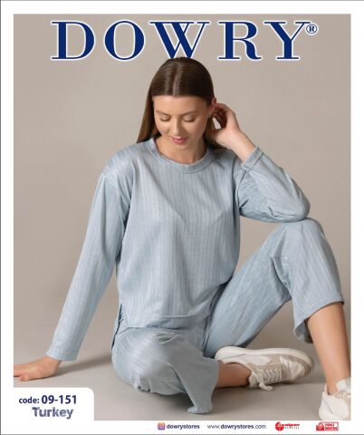 Dowry 09-151 (S-M-L-XL) Uzun Kollu Bayan Pijama Takımı 4'lü