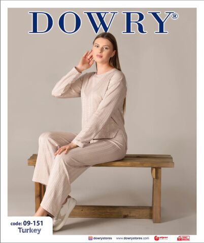 Dowry 09-151 (S-M-L-XL) Uzun Kollu Bayan Pijama Takımı 4'lü