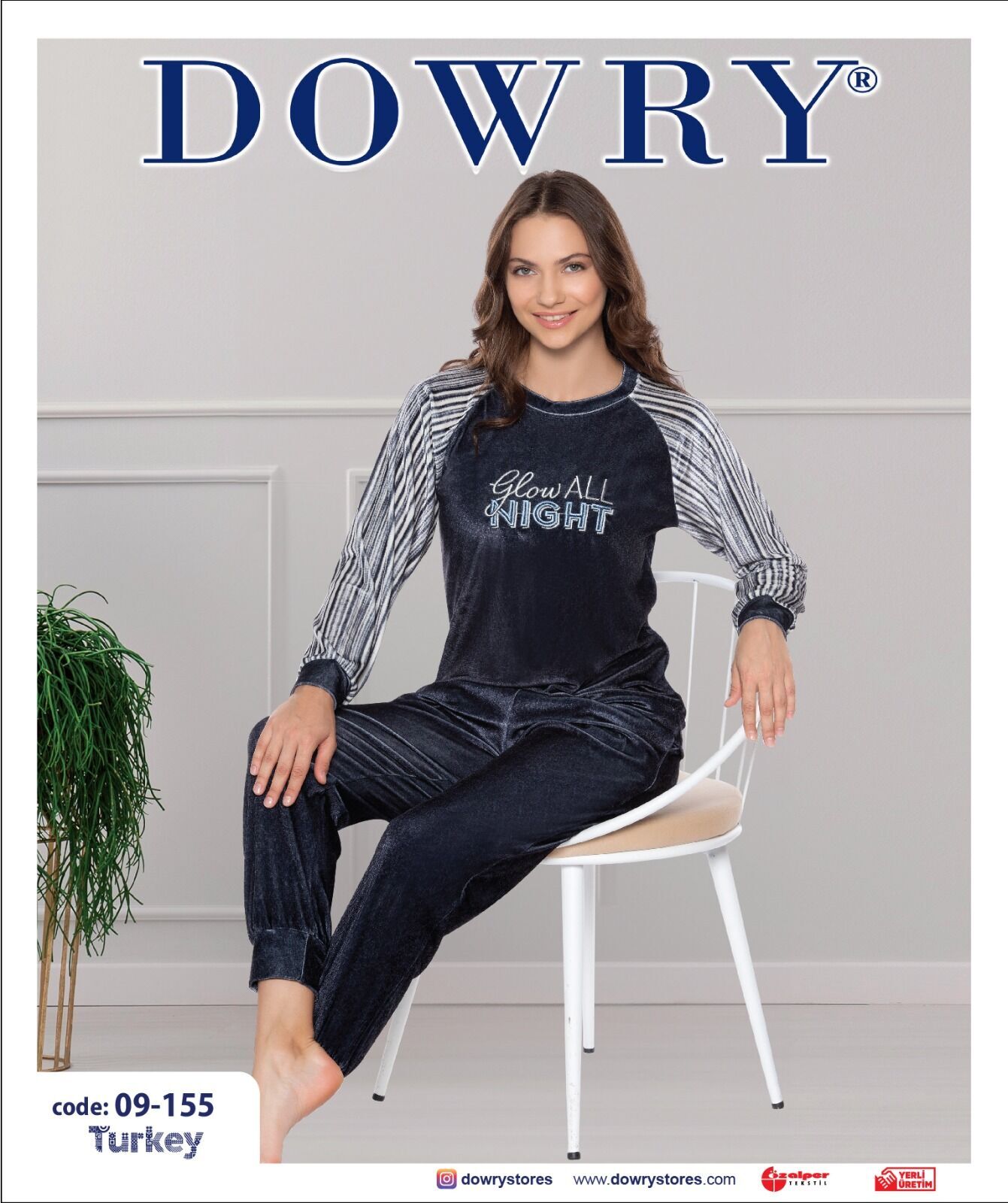 Dowry 09-155 (S-M-L-XL) Uzun Kollu Bayan Pijama Takımı 4'lü