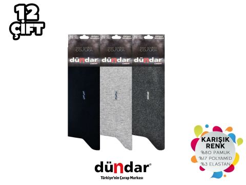 Dündar 003-2 Dikişsiz Erkek Likralı Penye Çorap 12'li