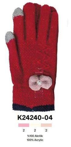 Kitti P-K24240-04 9-12 Yaş Örme Kız Çocuk Eldiven 6'lı