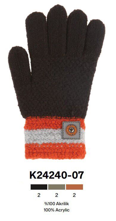Kitti P-K24240-07 9-12 Yaş Örme Erkek Çocuk Eldiven 6'lı