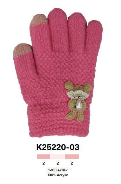Kitti P-K25220-03 3-6 Yaş Örme Kız Çocuk Eldiven 6'lı