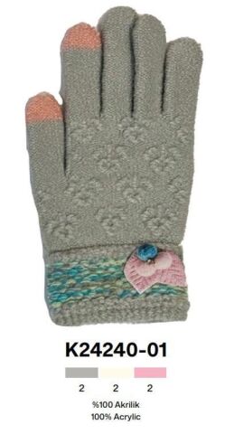 Kitti P-K24240-01 9-12 Yaş Örme Kız Çocuk Eldiven 6'lı