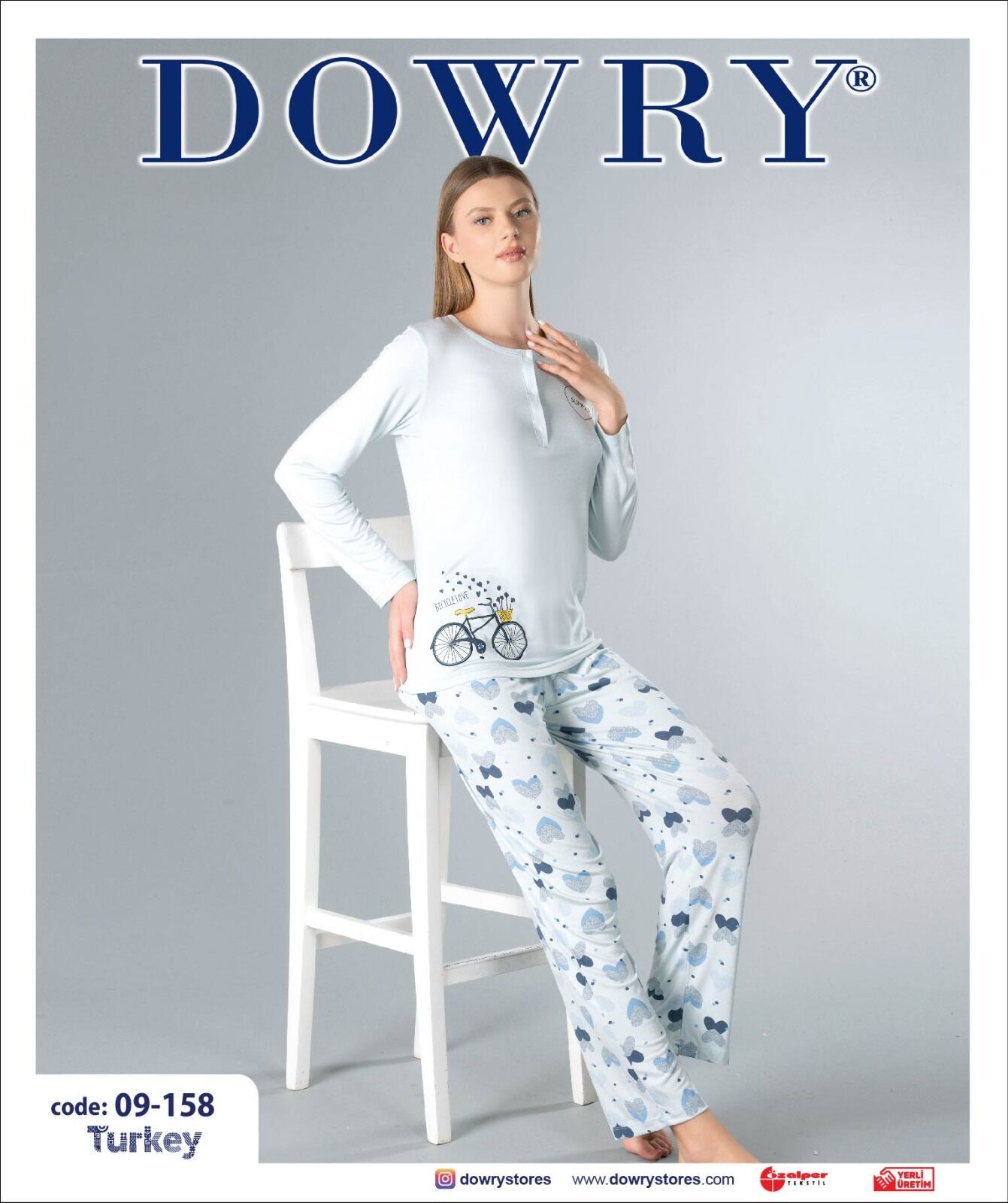 Dowry 09-158 (S-M-L-XL) Uzun Kollu Bayan Pijama Takımı 4'lü
