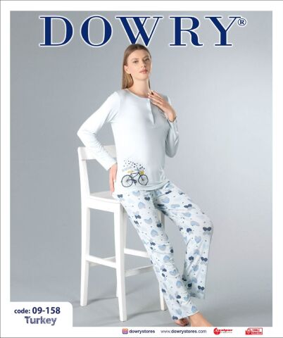 Dowry 09-158 (S-M-L-XL) Uzun Kollu Bayan Pijama Takımı 4'lü