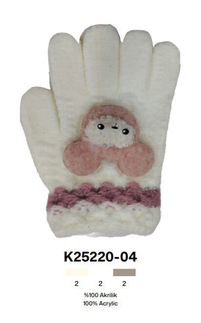 Kitti P-K25220-04 3-6 Yaş Örme Kız Çocuk Eldiven 6'lı