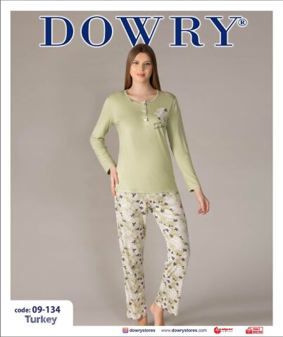 Dowry 09-134 (S-M-L-XL) Uzun Kollu Bayan Pijama Takımı 4'lü