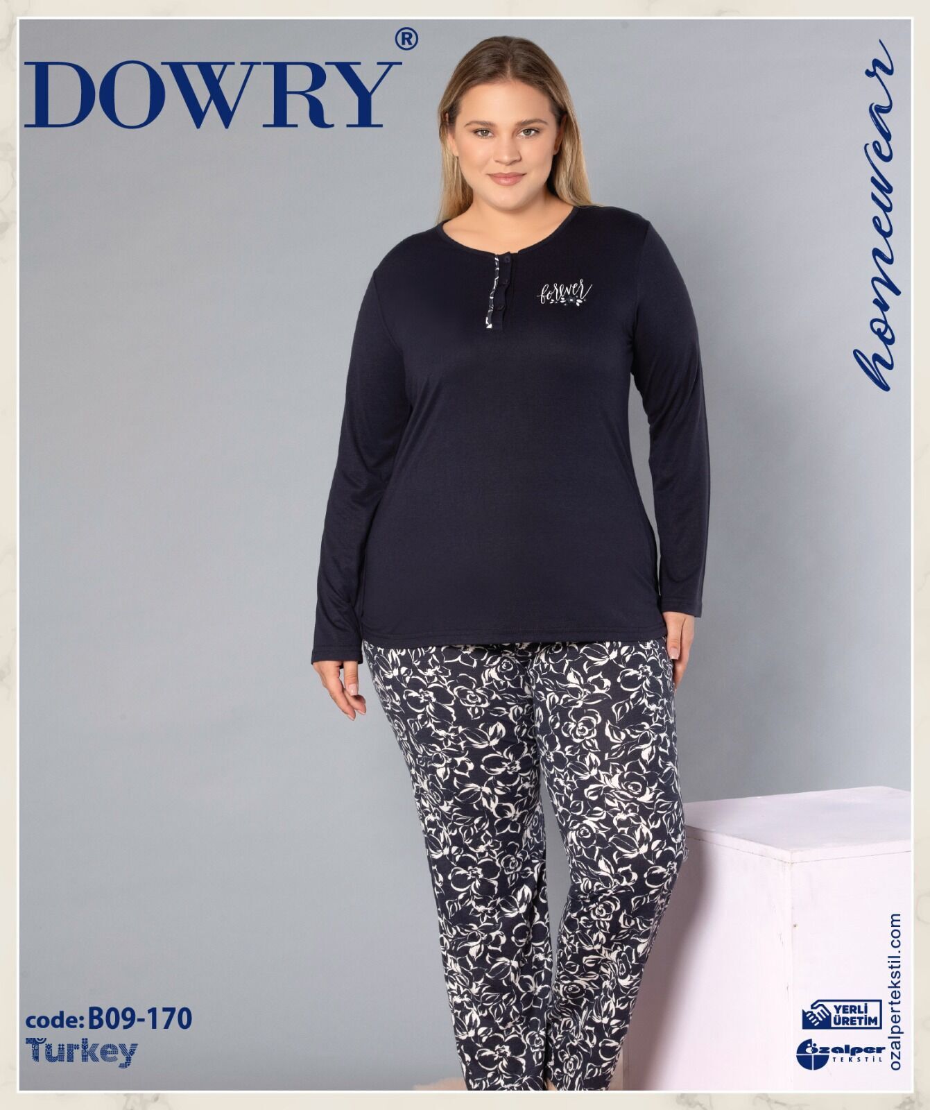 Dowry B09-170 (3XL-4XL-5XL-6XL) Uzun Kollu Bayan Pijama Takımı 4'lü