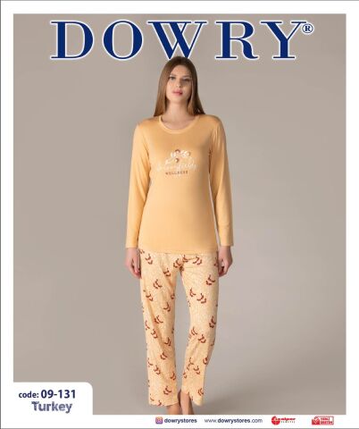 Dowry 09-131 (S-M-L-XL) Uzun Kollu Bayan Pijama Takımı 4'lü