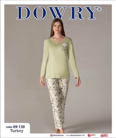 Dowry 09-130 (S-M-L-XL) Uzun Kollu Bayan Pijama Takımı 4'lü