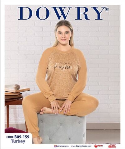 Dowry B09-159 (2-XL-3XL-4XL-5XL) Uzun Kollu Bayan Pijama Takımı 4'lü