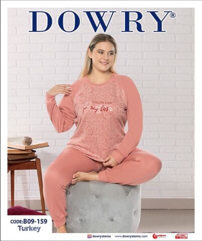 Dowry B09-159 (2-XL-3XL-4XL-5XL) Uzun Kollu Bayan Pijama Takımı 4'lü
