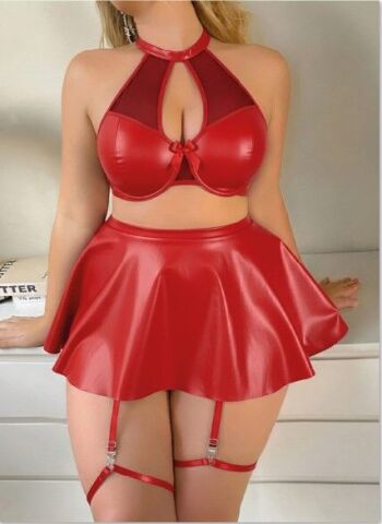 Passione 40028 Büyük Beden Deri Erotik Gecelik