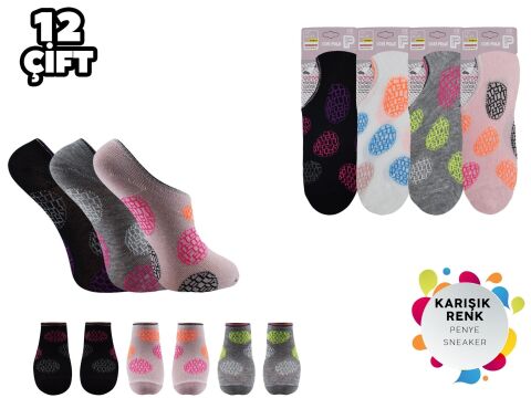 XGRİ POLO 23-14 3'lü Bayan Penye Sneakers 12'li