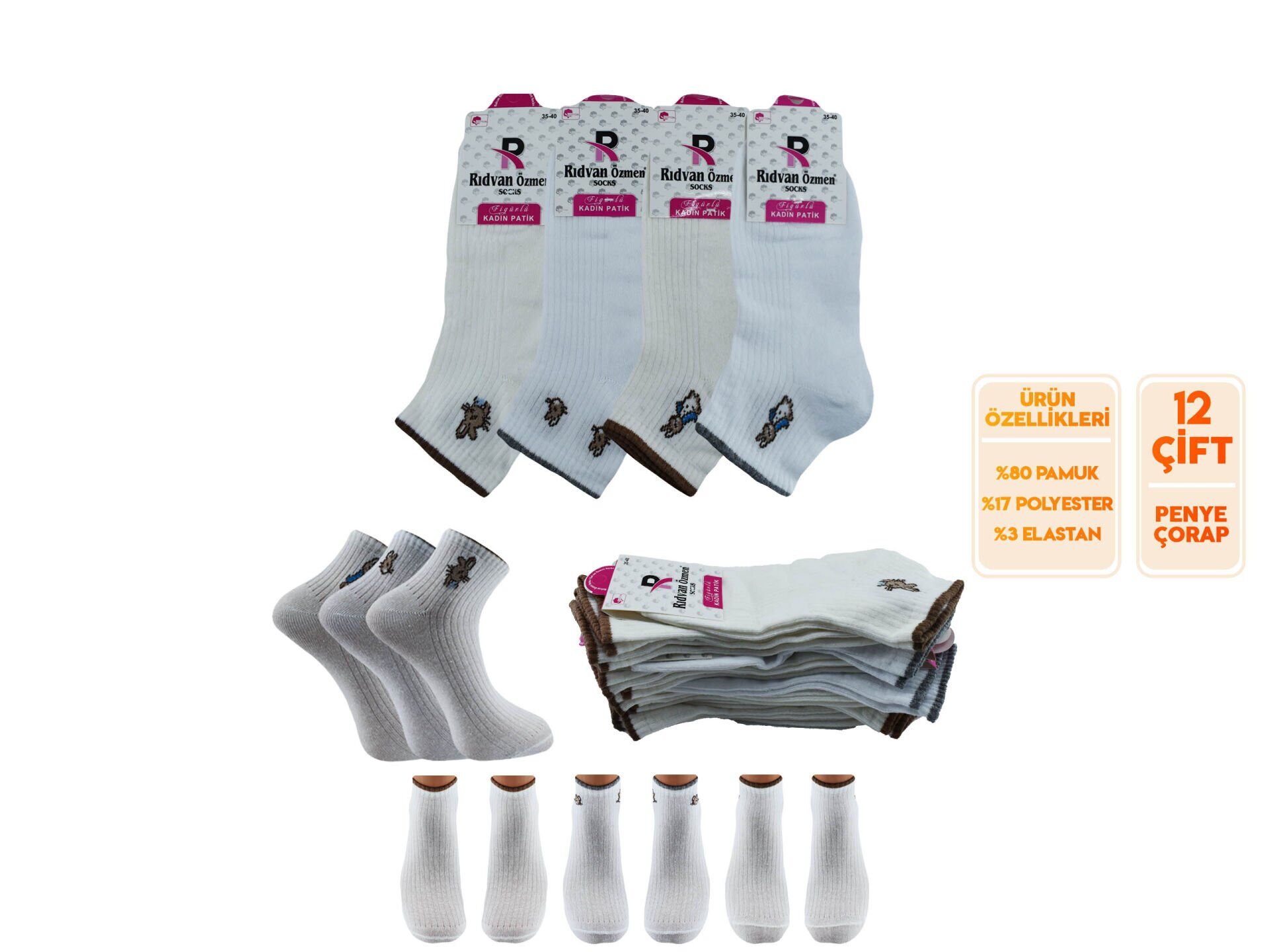 Pelin 12-19 Naturel Bayan Penye Parfümlü Kolej Çorap 12'li