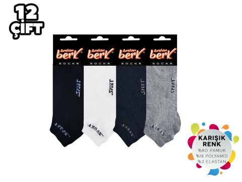 İbrahim Berk 11-29 Erkek Likralı Patik Çorap 12'li