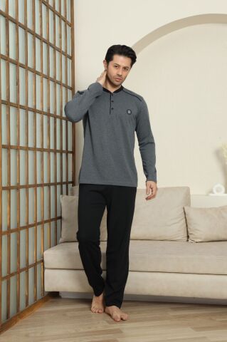 Modareya 3071 (M-L-XL-XXL) Erkek Uzun Kollu Pijama Takım 4'lü