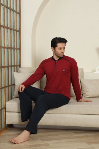 Modareya 3071 (M-L-XL-XXL) Erkek Uzun Kollu Pijama Takım 4'lü