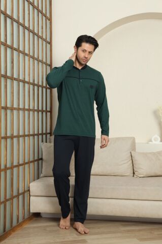 Modareya 3074 (M-L-XL-XXL) Erkek Uzun Kollu Pijama Takım 4'lü