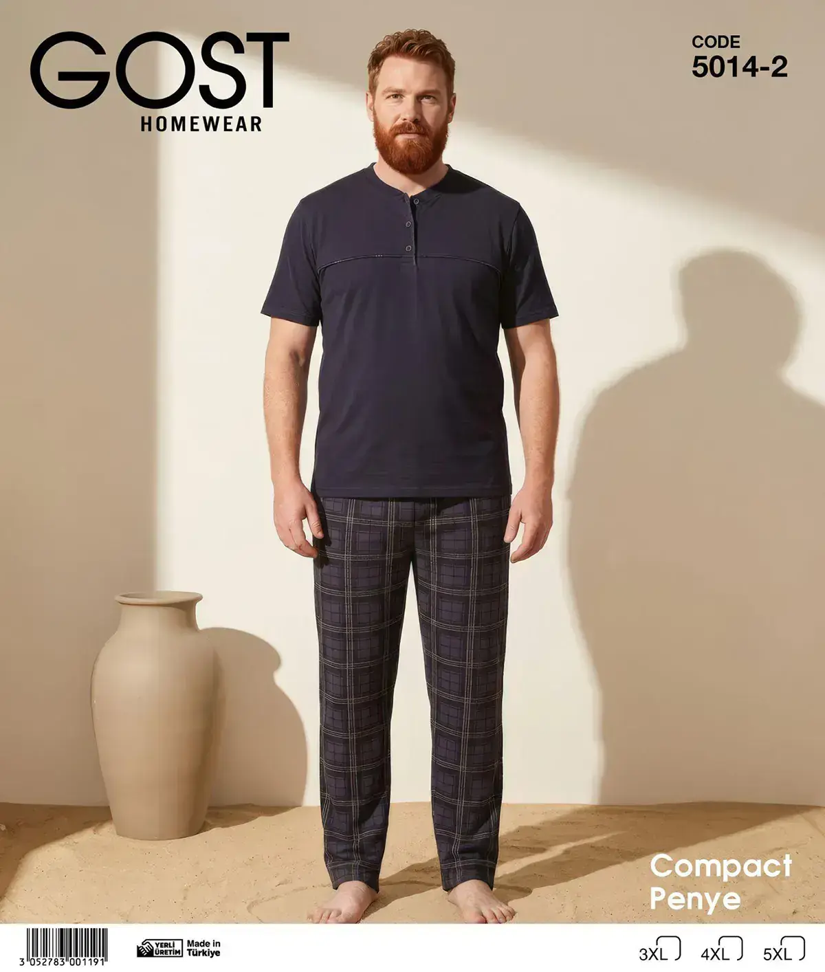 Gost 5014-2 (3XL-4XL-5XL) Kısa Kollu Erkek Pijama Takım 6'lı