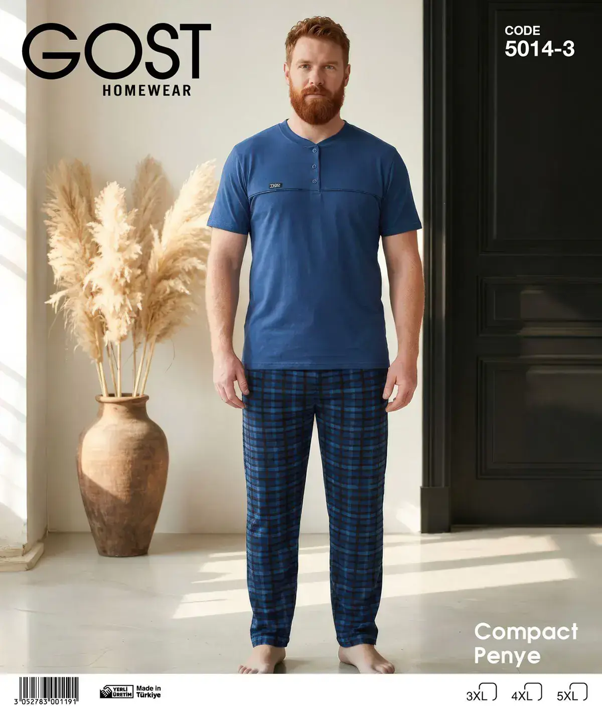 Gost 5014-3 (3XL-4XL-5XL) Kısa Kollu Erkek Pijama Takım 6'lı