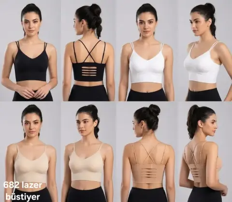 FK 682B (M-L-XL-XXL) Lazer Kesim Bayan Sütyen 6'lı