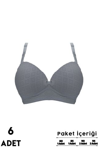Liza 2150 Beyaz Balensiz Jakarlı B Cup Desteksiz Bayan Sütyen 6'lı