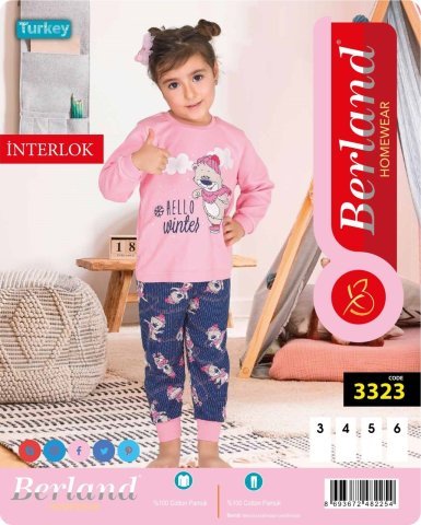 Berland 3323 Kız Çocuk Uzun Kollu İnterlok Pijama Takımı