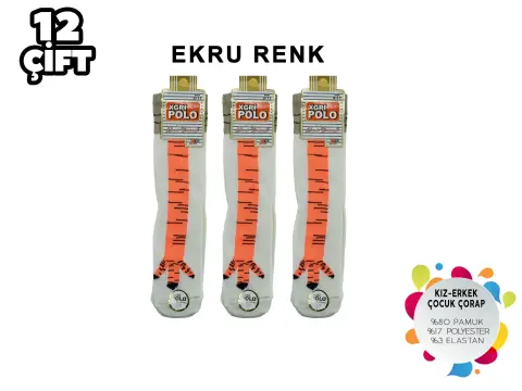 XGRİ POLO Ç-30 (35-41) Tavuk Bacağı Yıkamalı Kız Erkek Çocuk Çorap 12'li