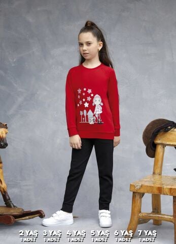 Elsima 3184 Kız Çocuk Uzun Kollu Pijama Takımı 6'lı (2-3-4-5-6-7 Yaş)