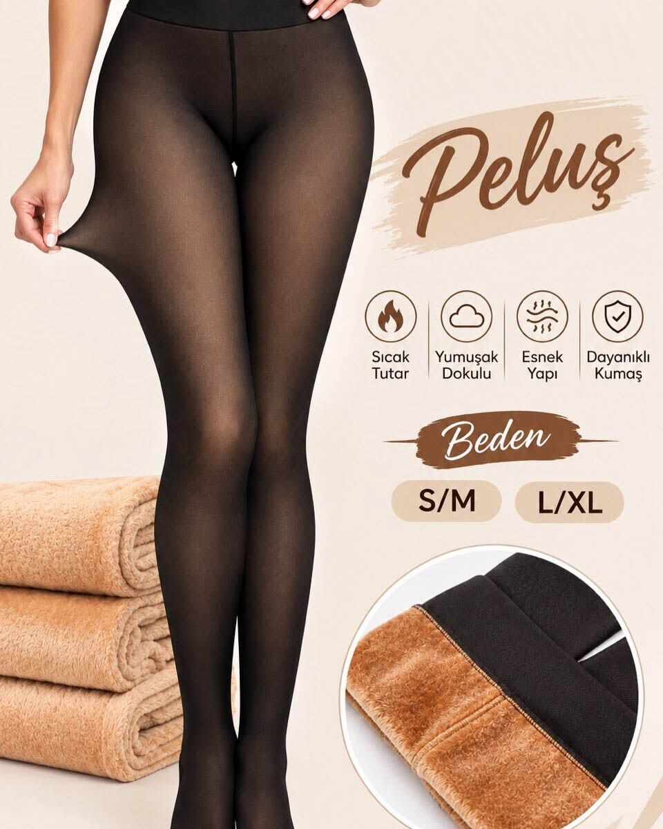 Best Lingerie 1080 (S-M/L-XL) Ten Göstermeyen Bayan Peluş Külotlu Çorap