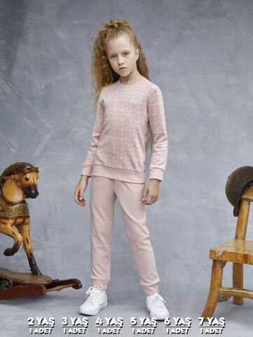 Elsima 3183 Kız Çocuk Uzun Kollu Pijama Takımı 6'lı (2-3-4-5-6-7 Yaş)