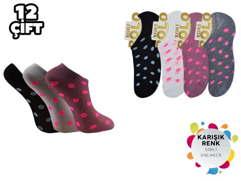 XGRİ POLO 37-1 Simli Bayan Penye Sneaker 12'li