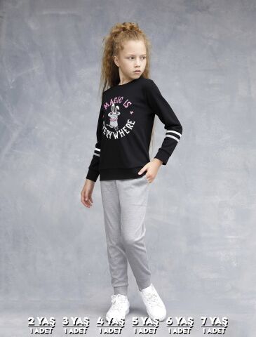 Elsima 3186 Kız Çocuk Uzun Kollu Pijama Takımı 6'lı (2-3-4-5-6-7 Yaş)