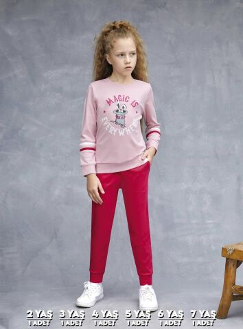 Elsima 3186 Kız Çocuk Uzun Kollu Pijama Takımı 6'lı (2-3-4-5-6-7 Yaş)