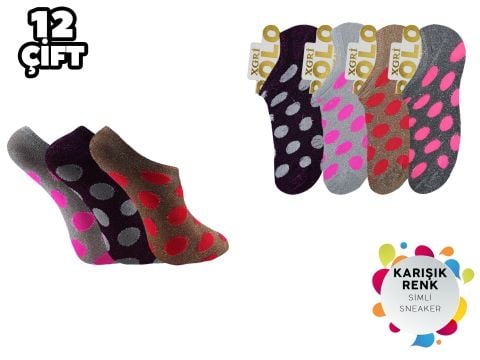 XGRİ POLO 37-2 Simli Bayan Penye Sneaker 12'li