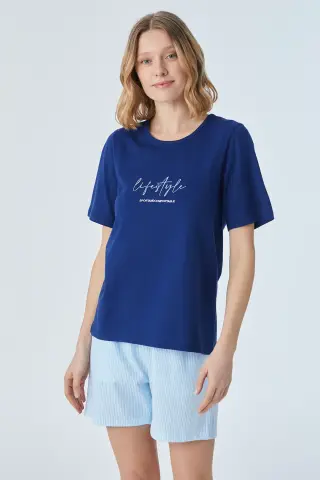 Pijadore 2118 (M-L-XL-XXL) Kısa Kollu Bayan Şortlu Takım 4'lü