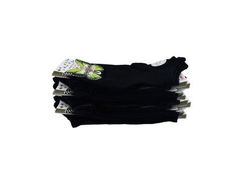 Pelin 11-Düz Siyah Naturel Penye Bayan Patik 12'li