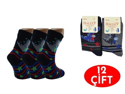 Halley Kız Erkek Çocuk Havlu Çorap 12'li