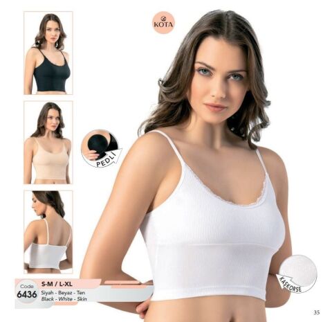 Kota 6436 Bayan Kaşkorse Tırnak Dantelli Pedli Crop