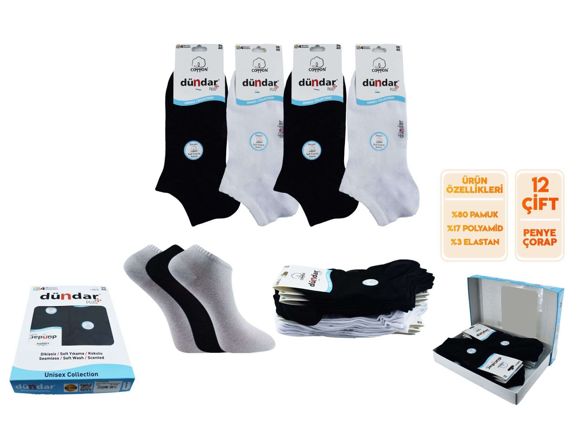 Dündar Dikişsiz Yıkamalı Kokulu Bayan Penye Patik 12'li