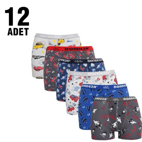 Dondeza 503 Desenli Erkek Çocuk Boxer Short 12'li