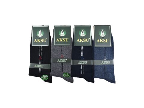 Aksu Yeşil Kutulu Likralı Soft Dikişsiz Erkek Garson Çorap 12'li