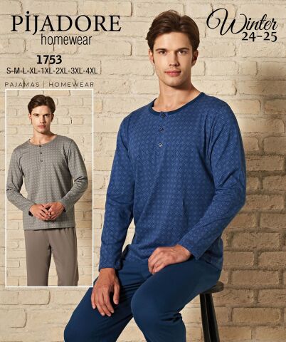 Pijadore 1753 Uzun Kollu Erkek Pijama Takım 4'lü